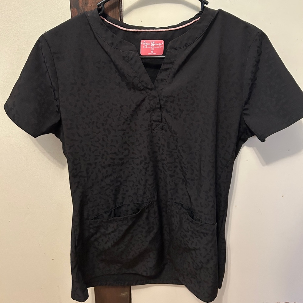 Ava Therese black leopard scrub set